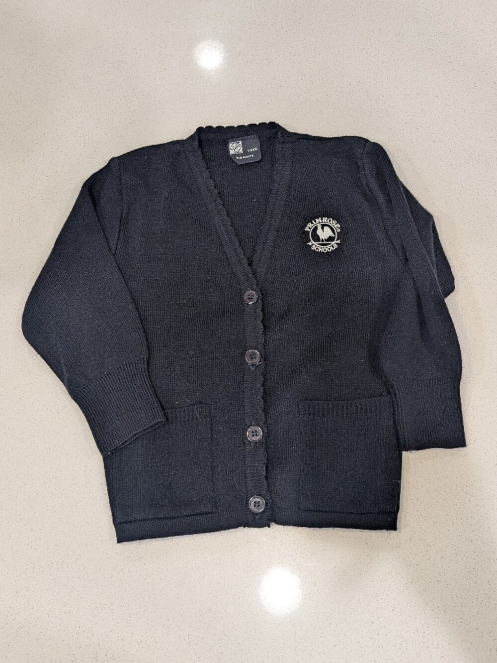 Navy Scalloped Edge Primrose Uniform Cardigan Sweater